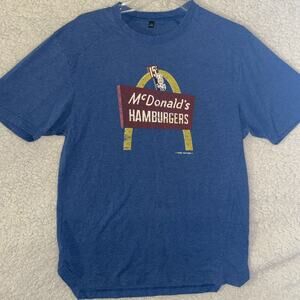 NWT Men's Blue Vintage Style McDonald's Hamburgers Graphic Tee Size S
